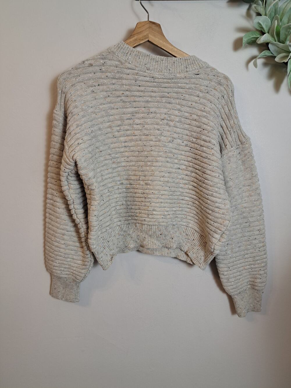 Women's Cropped Sweater Oatmeal Color Shein Sz L